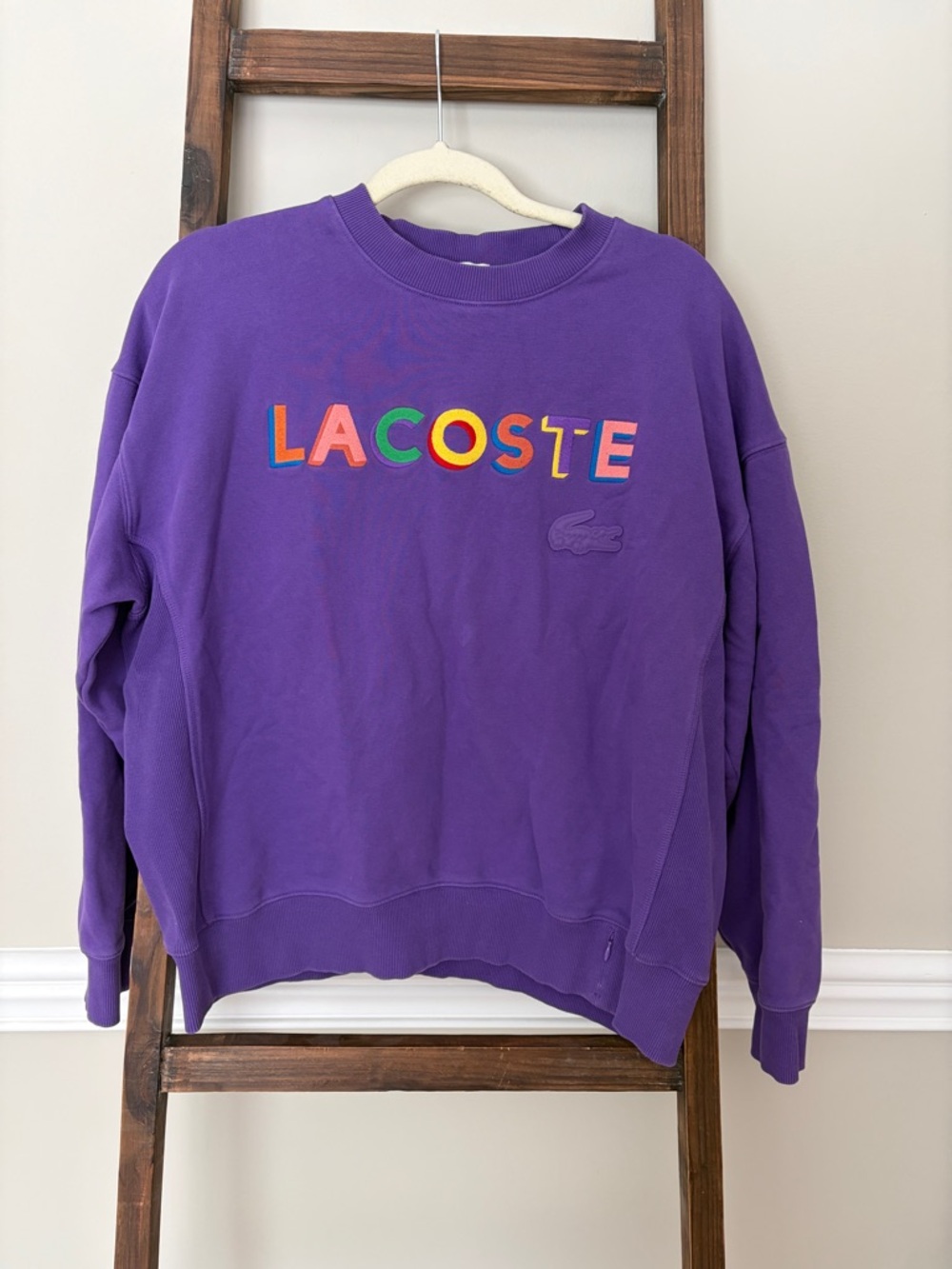 Lacoste Purple Sweatshirt with Multicolor Logo